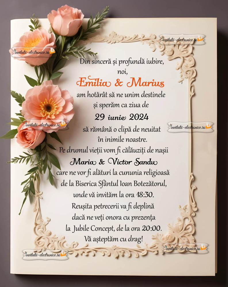 Invitatie de nunta vintage