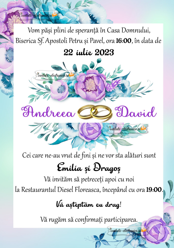 Invitatie la nunta cu flori