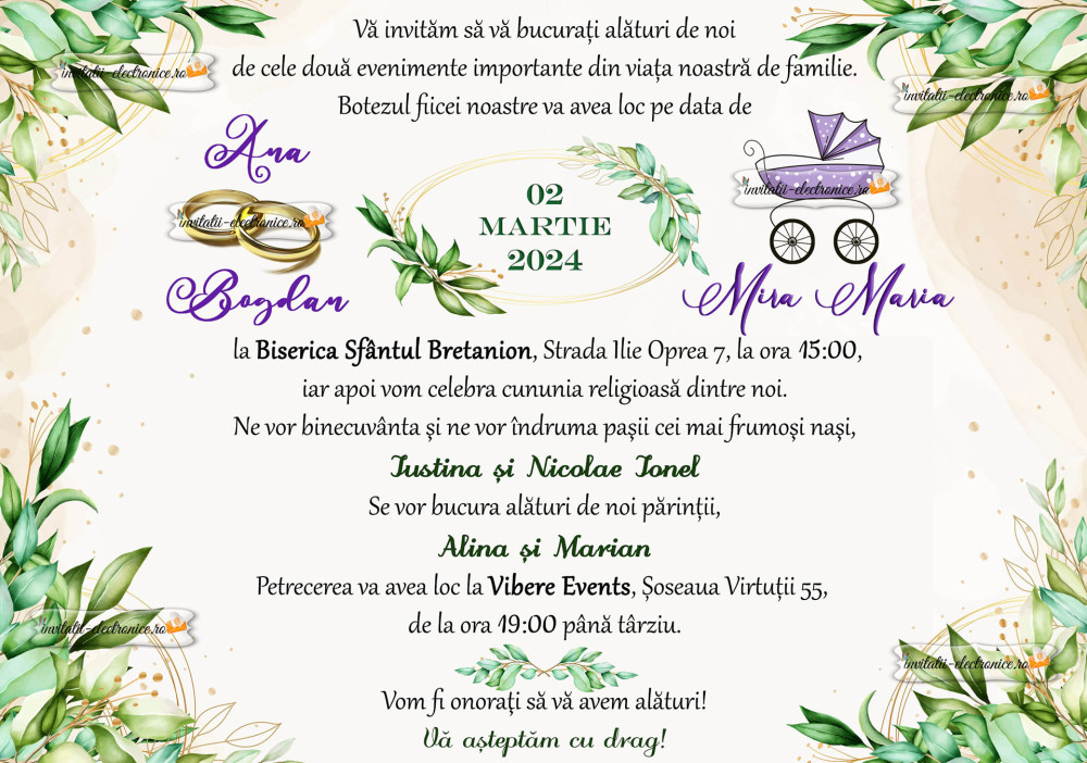 Invitatie digitala nunta + botez