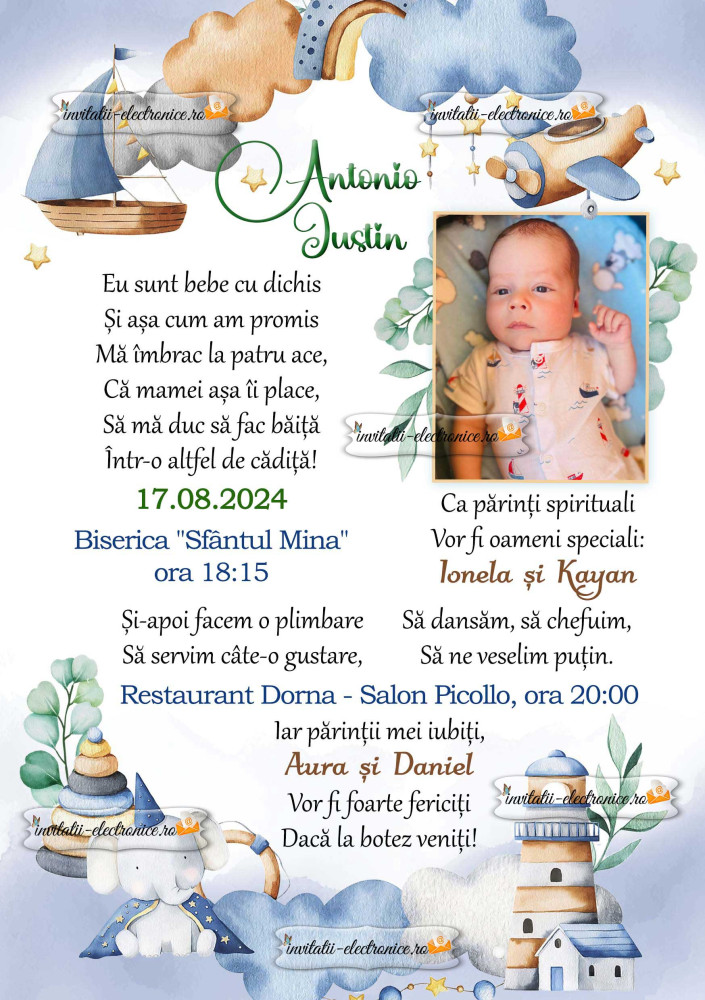 Invitatie la botez baietel