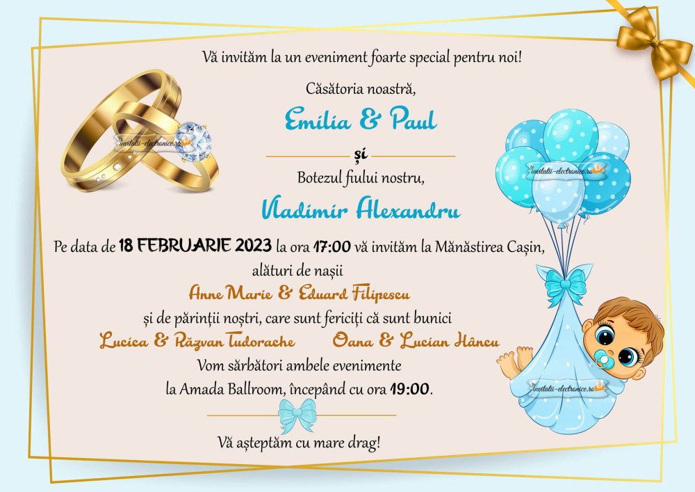 Invitatie electronica la nunta si botez baietel