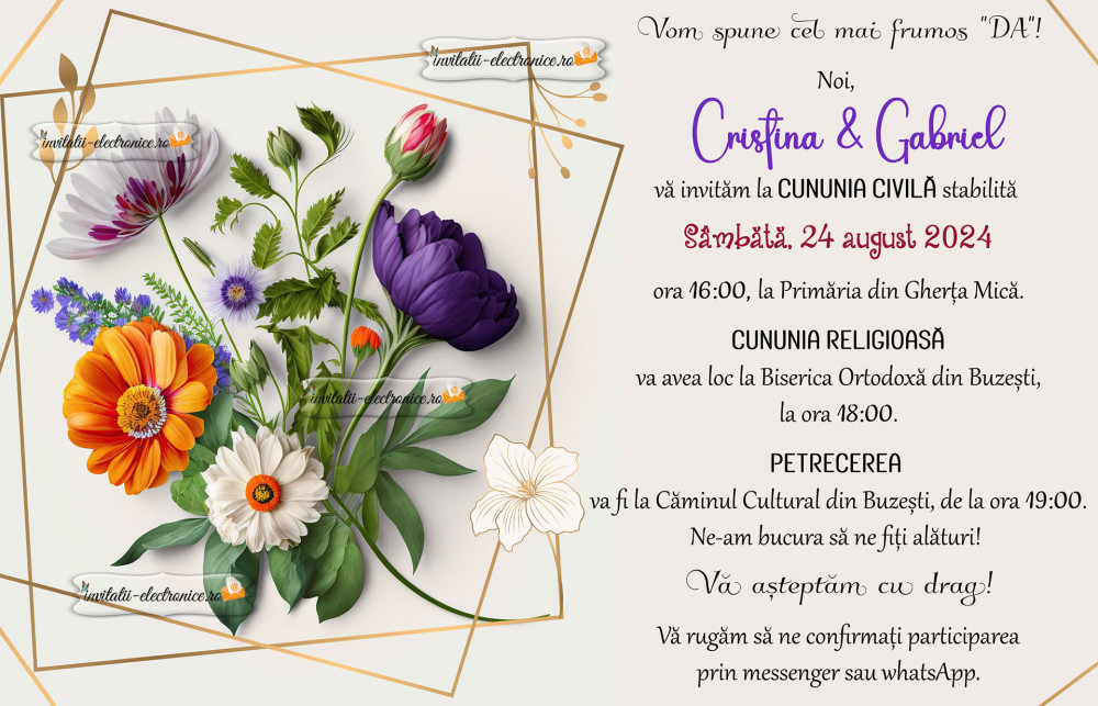 Invitatie de nunta simpla si frumoasa