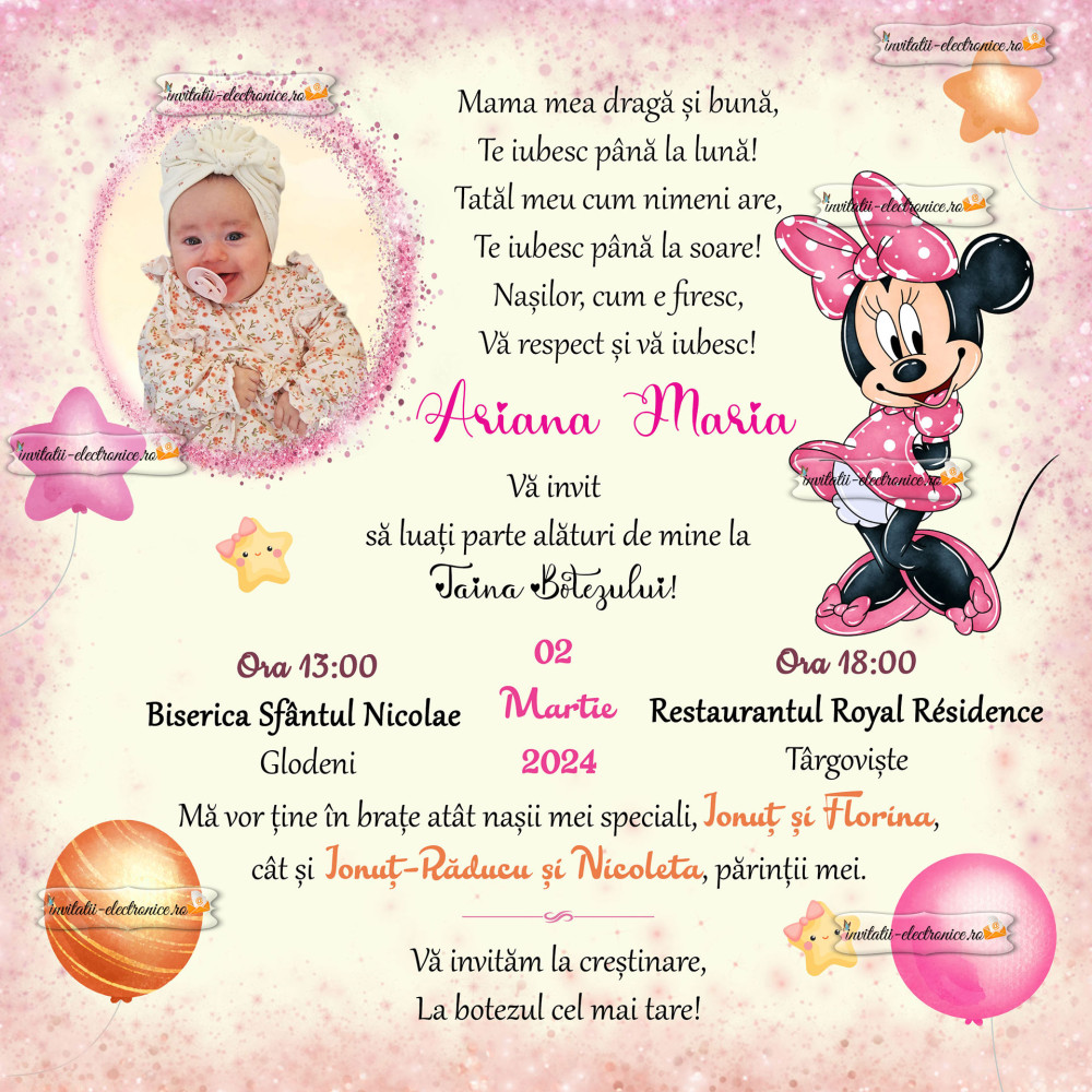 Invitatie cu Minnie Mouse