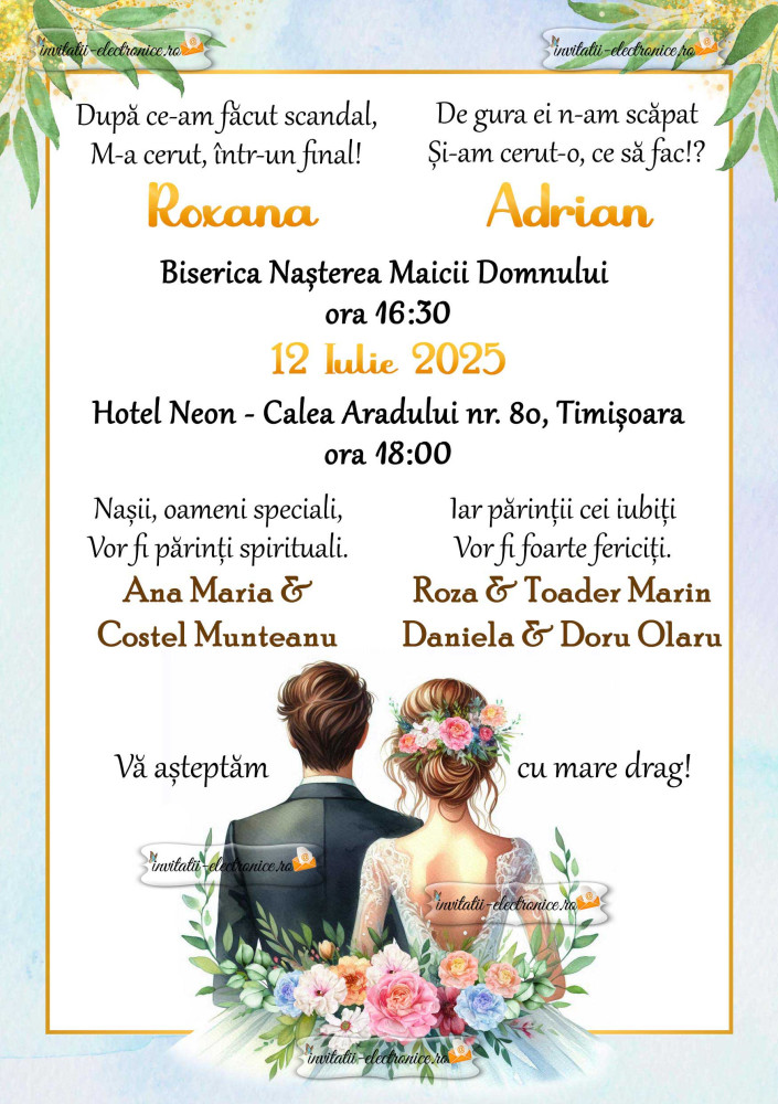 Invitatie de nunta de distribuit online