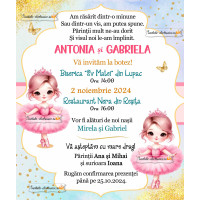 Invitatie de botez pentru gemene