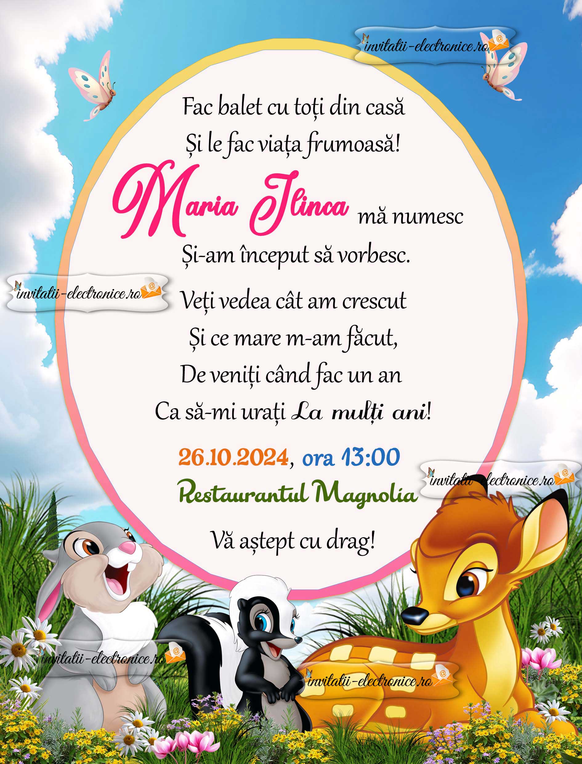 Invitatie cu bambi si Bocanila