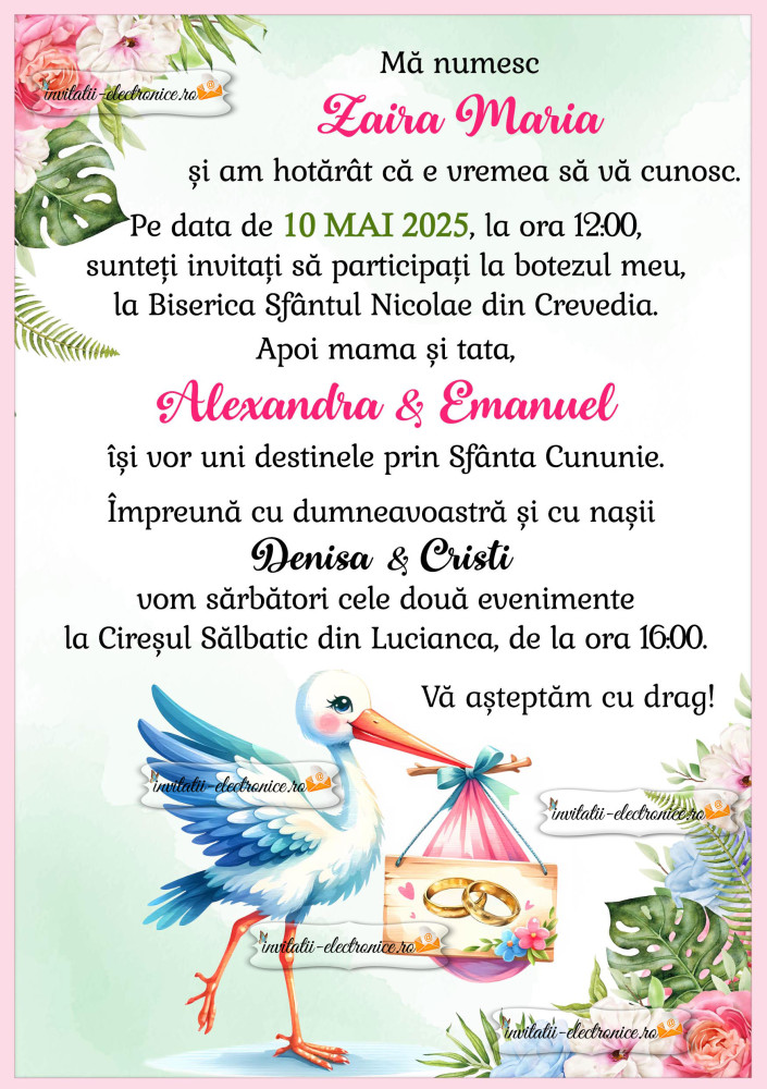 Invitatie nunta + botez 2 in 1