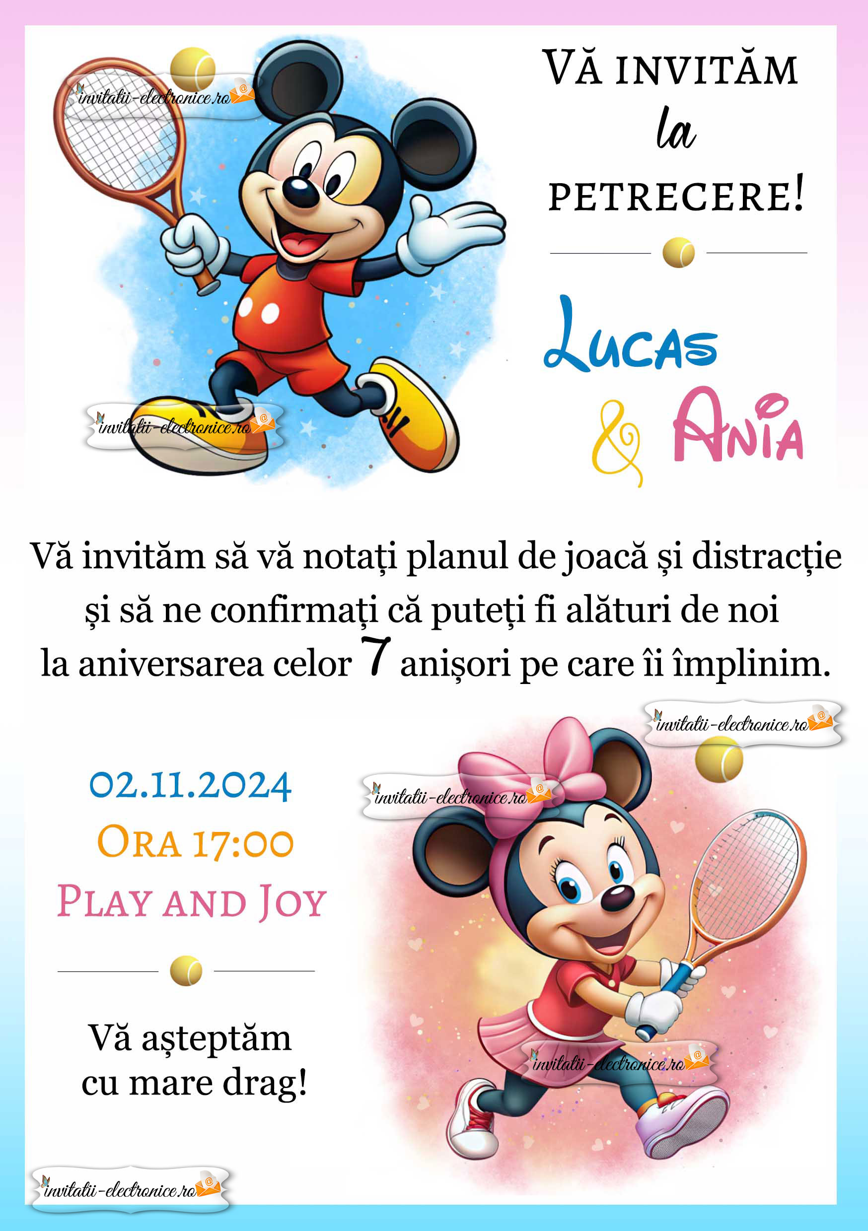 Invitatie cu Minnie si Mickey