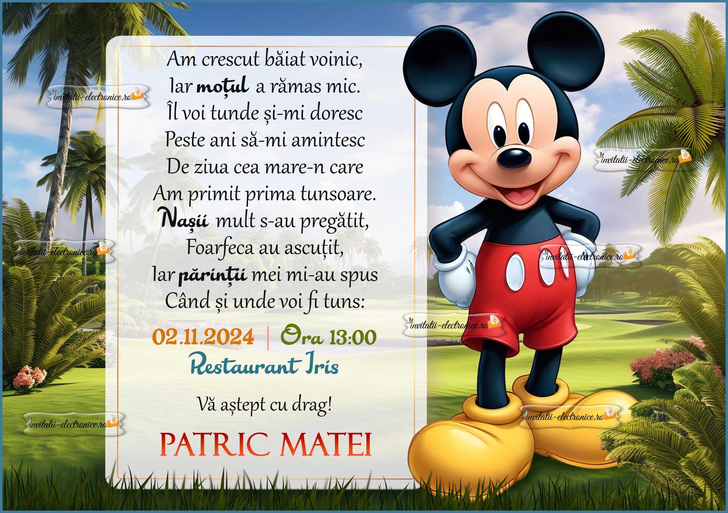 Invitatie cu Mickey Mouse