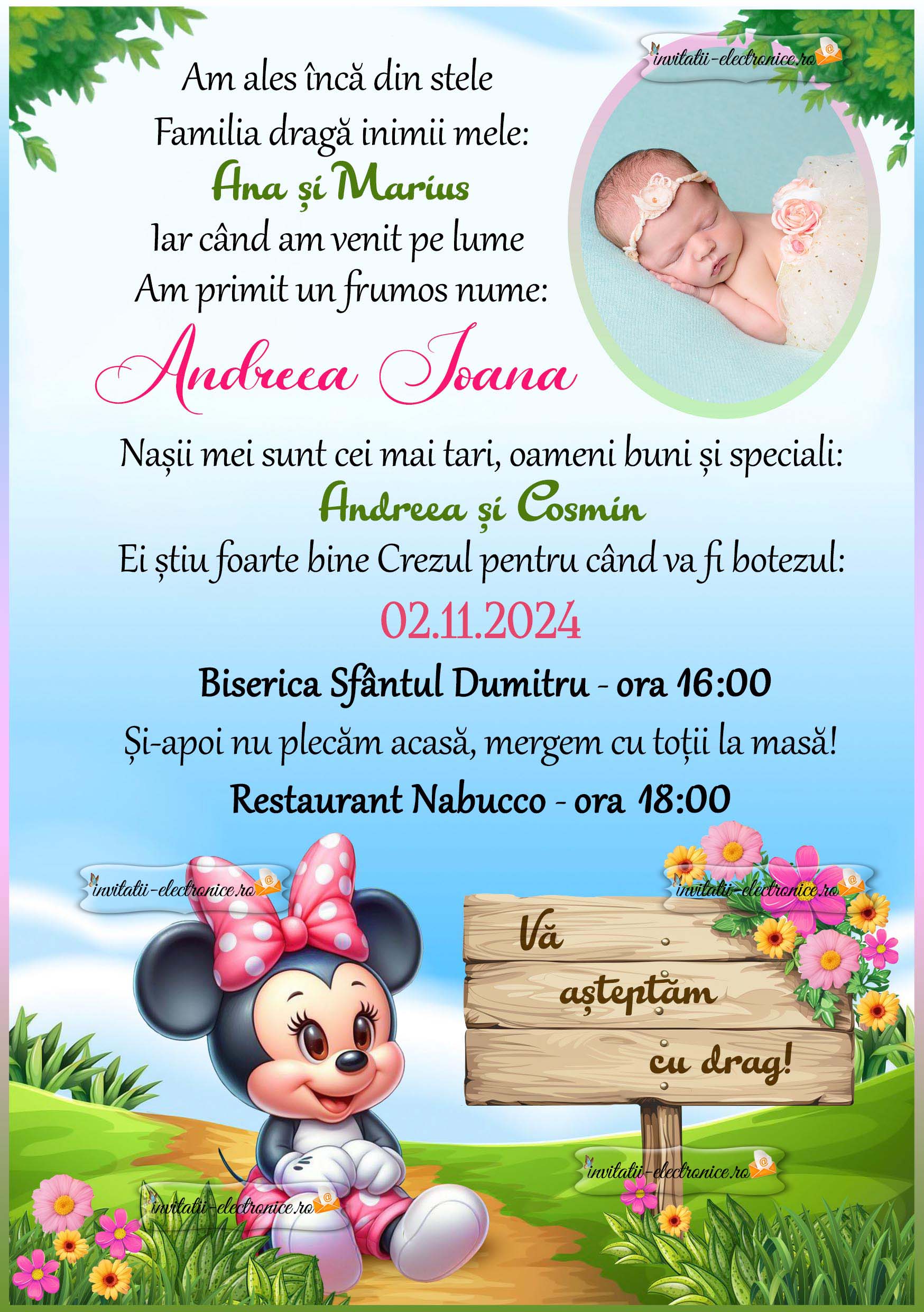 Invitatie la botez cu Minnie