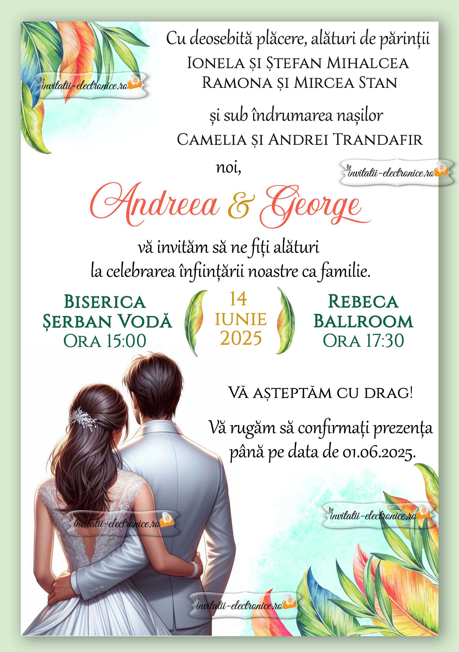 Invitatie la nunta sau la cununie