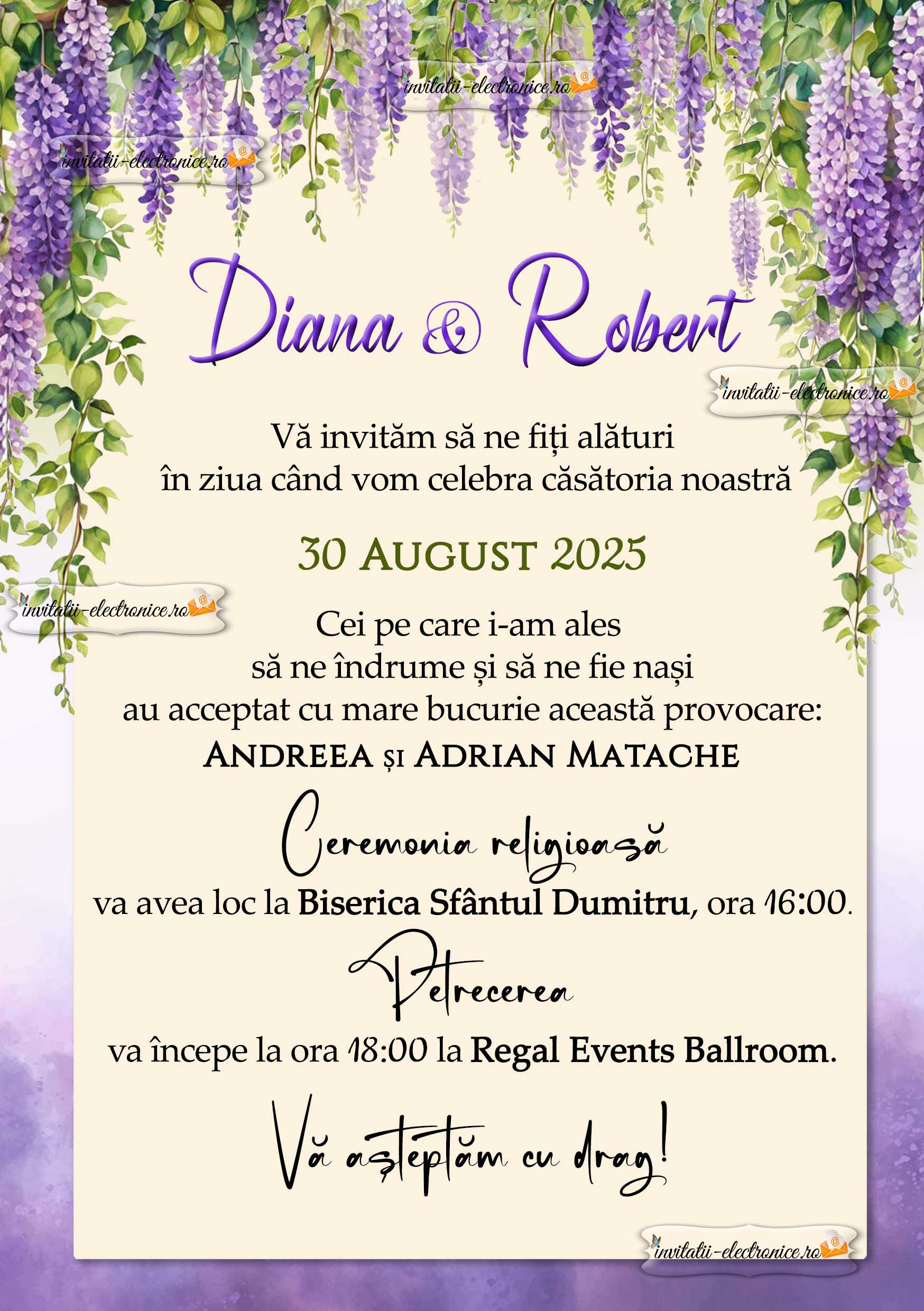 Invitatie de nunta cu glicina