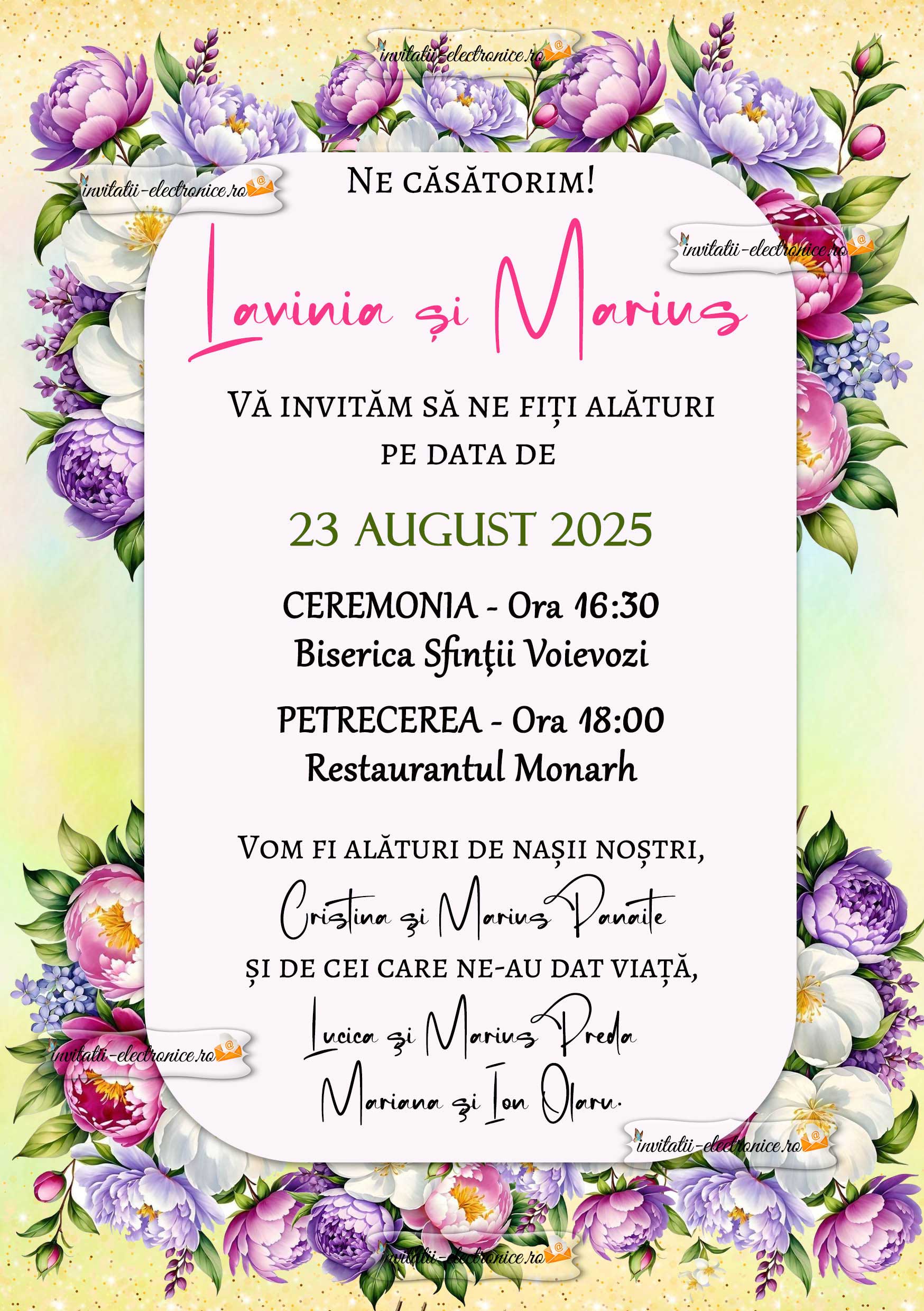 Invitatie de nunta cu flori 