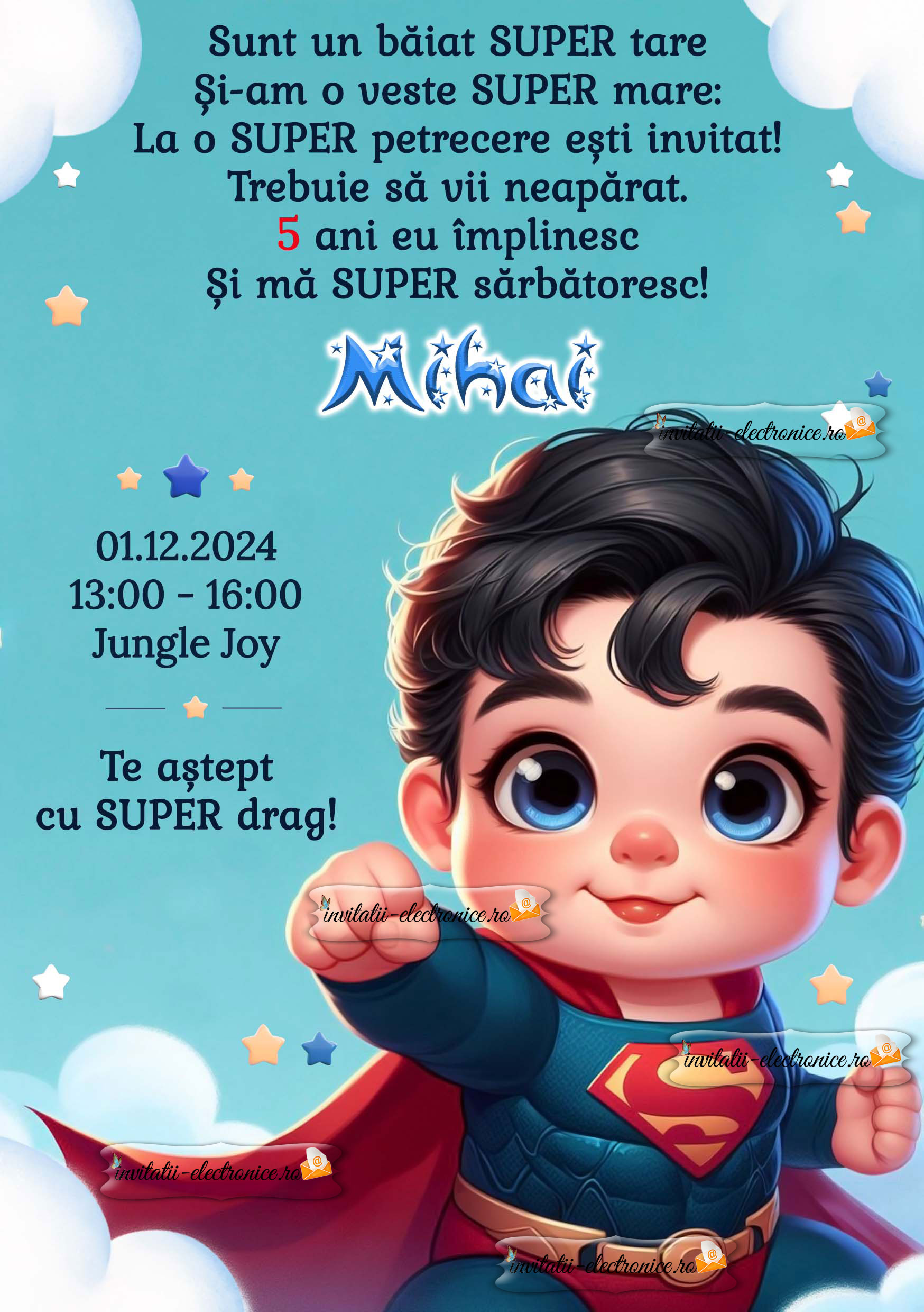 Invitatie la aniversare cu Superman