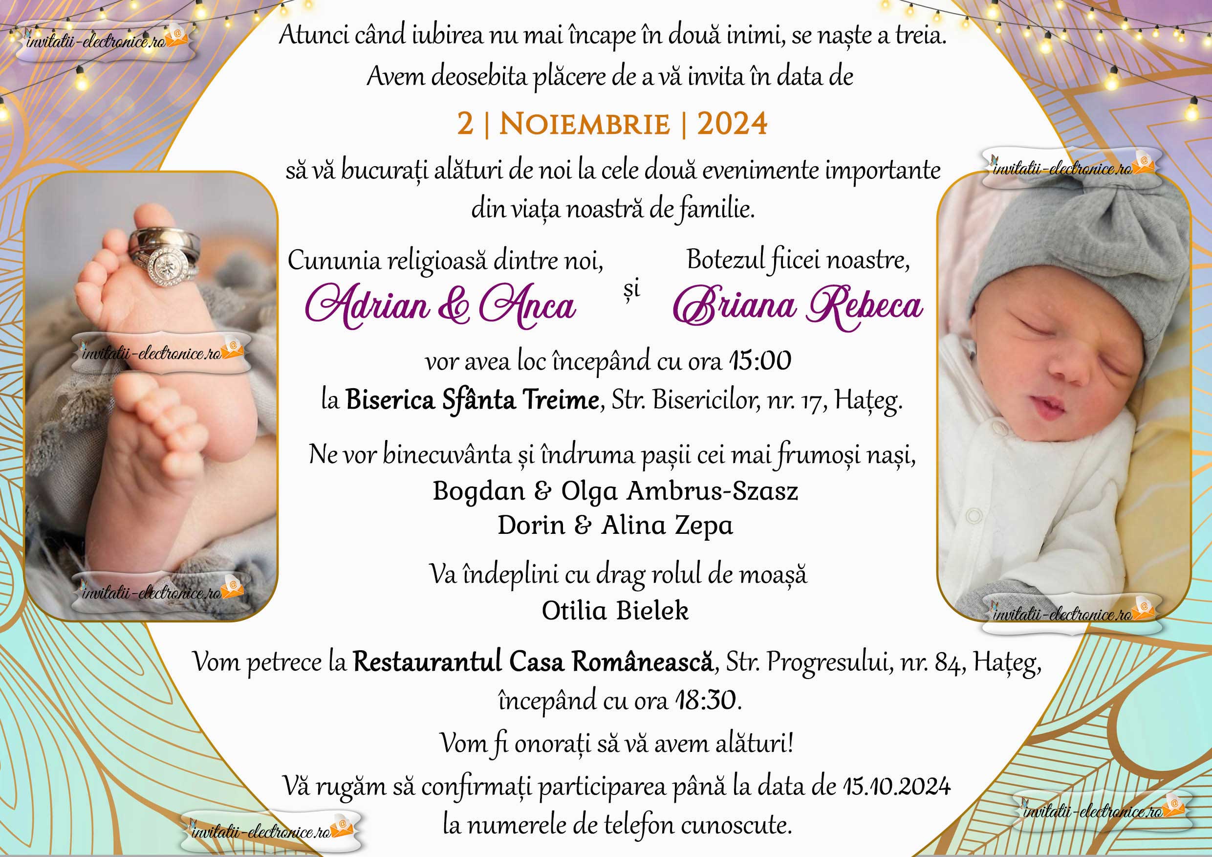 Invitatie nunta si botez