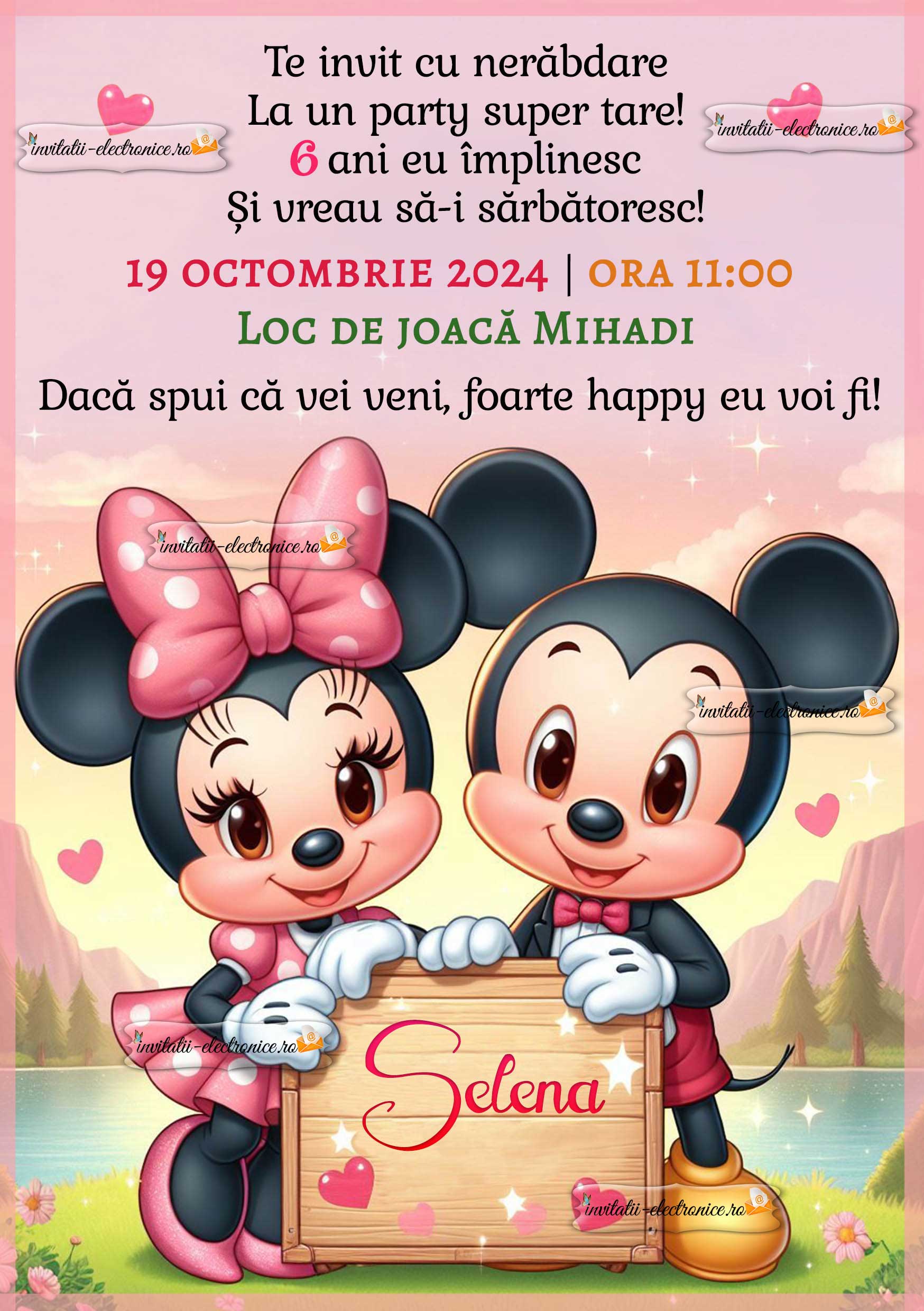 Invitatie la petrecere cu Minnie si Mickey 