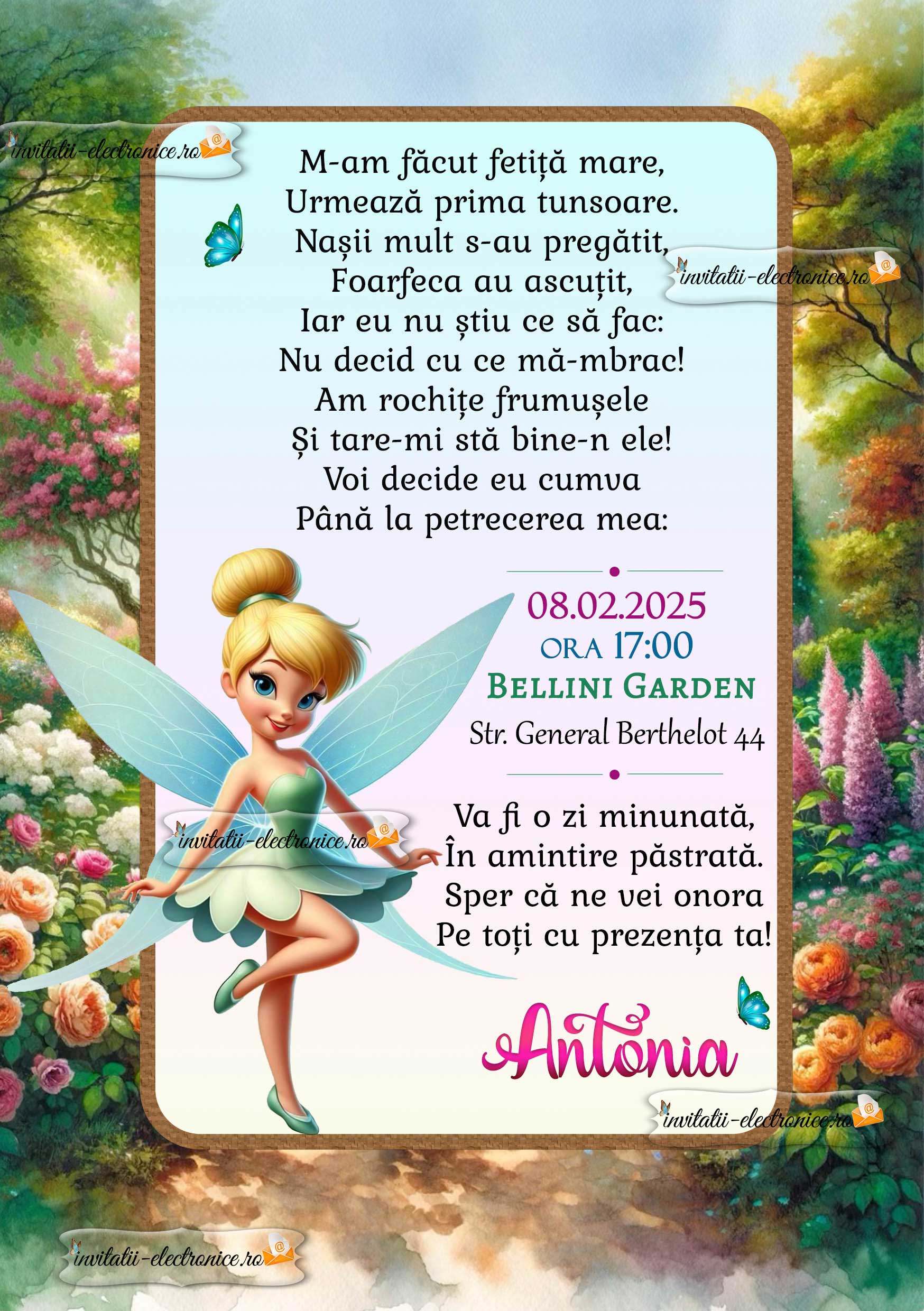 Invitatie digitala cu Tinker Bell