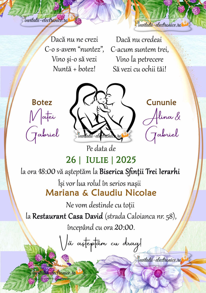 Invitatie de nunta si botez 2 in 1