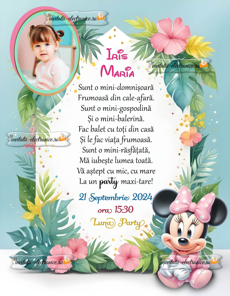 Invitatie cu Minnie Mouse