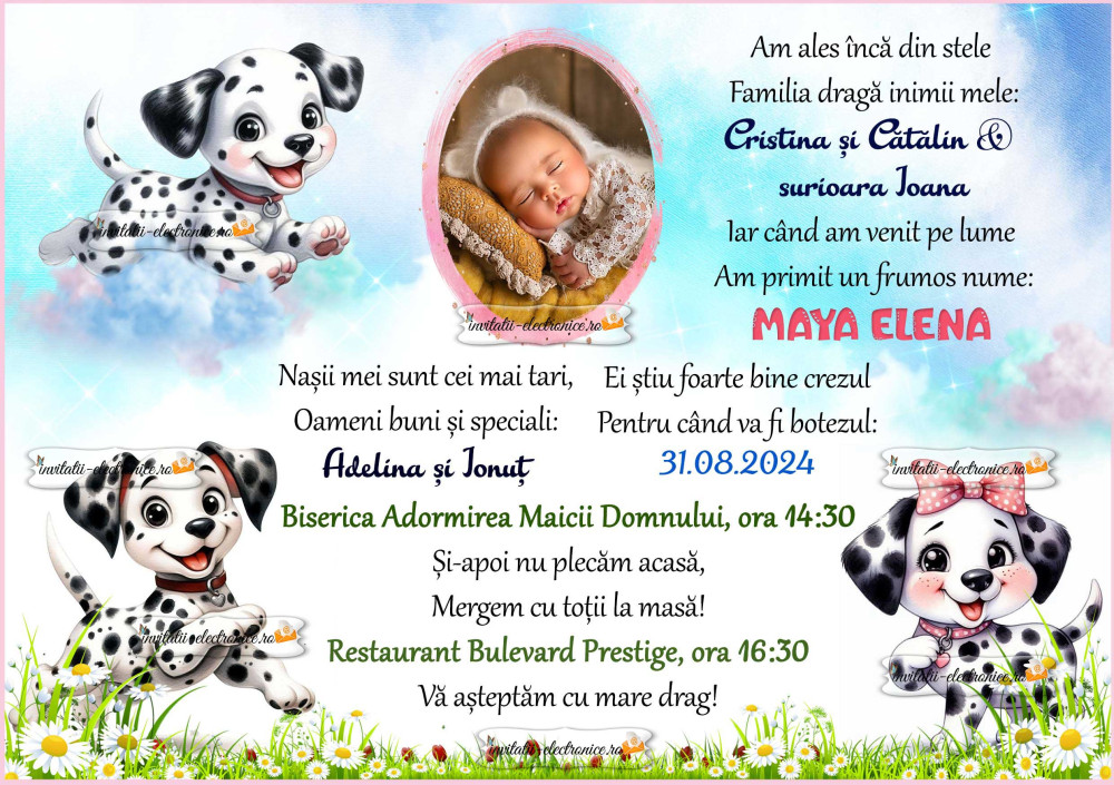 Invitatie de botez cu dalmatieni