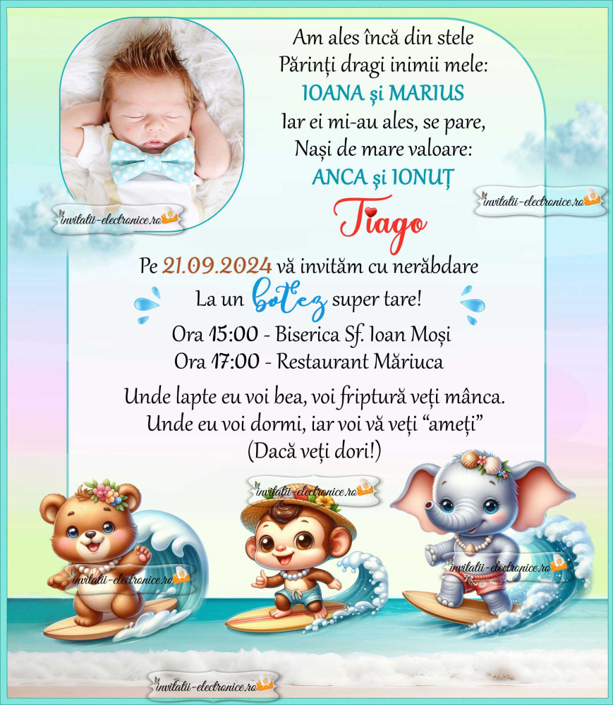 Invitatie - tema marina