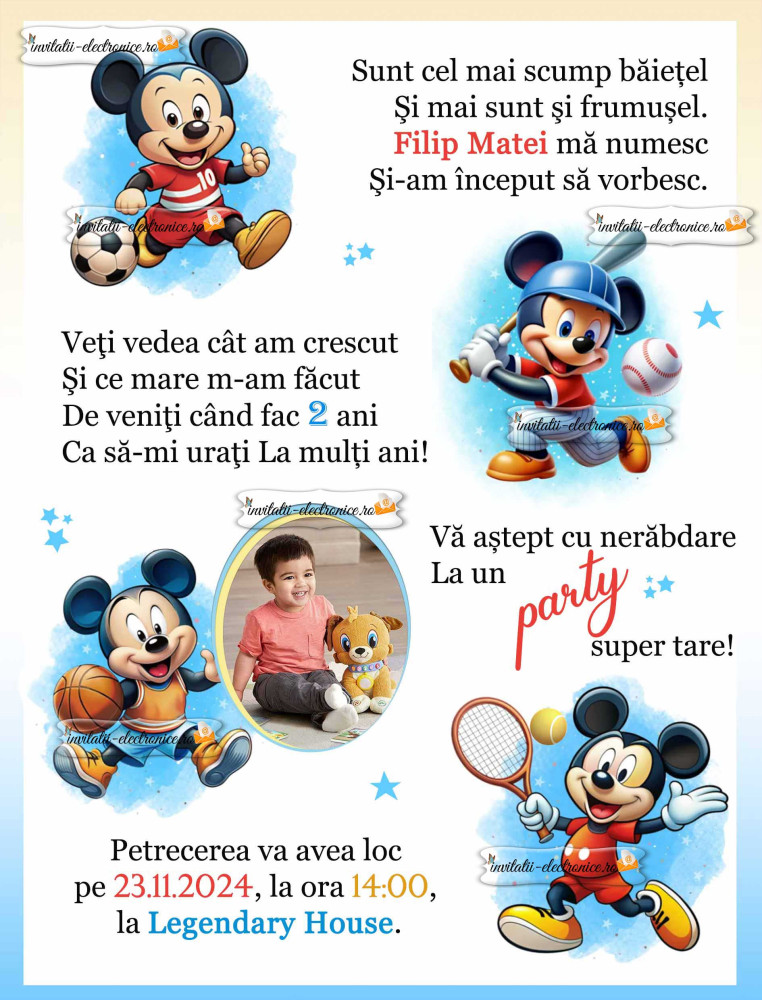 Invitatie cu Mickey Mouse