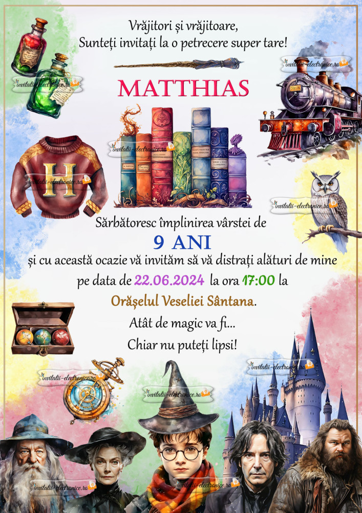 Invitatie la aniversare - tema Harry Potter