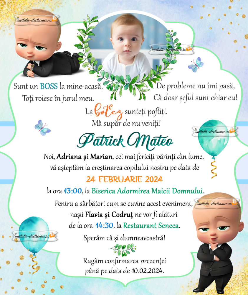 Invitatie botez cu BabyBoss 