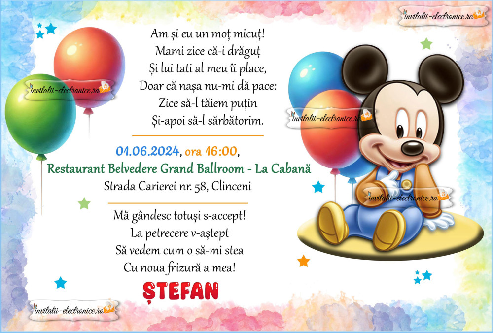 Invitatie cu Mickey Mouse 