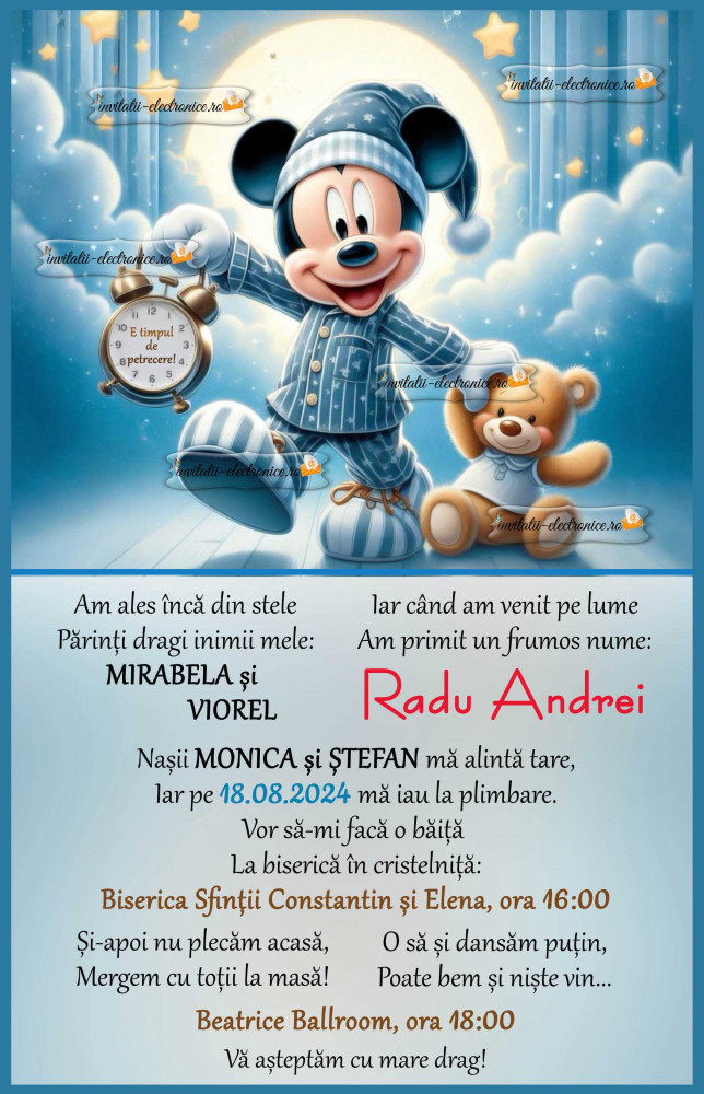 Invitatie electronica cu Mickey Mouse