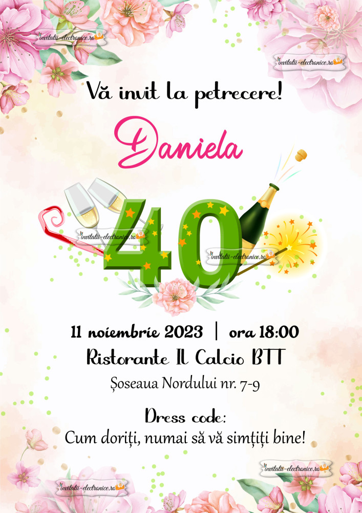 Invitatie la petrecere 40 ani