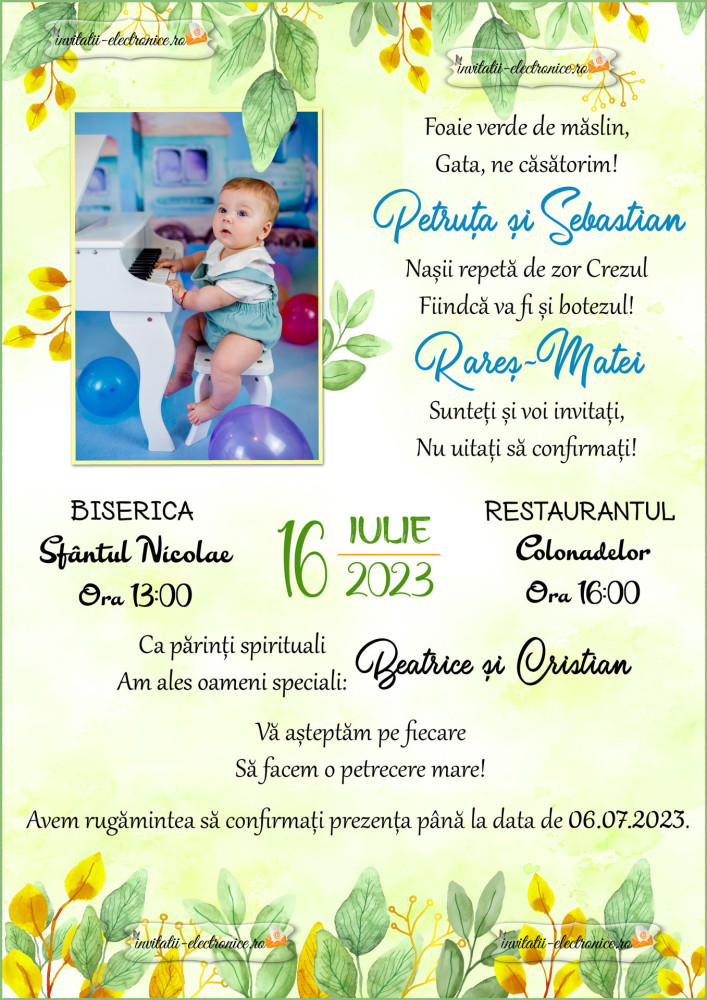 Invitatie la nunta si botez