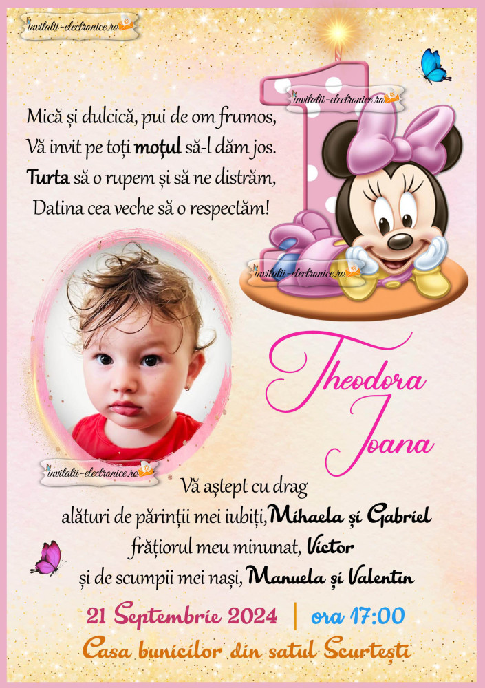 Invitatie la petrecere cu Minnie Mouse