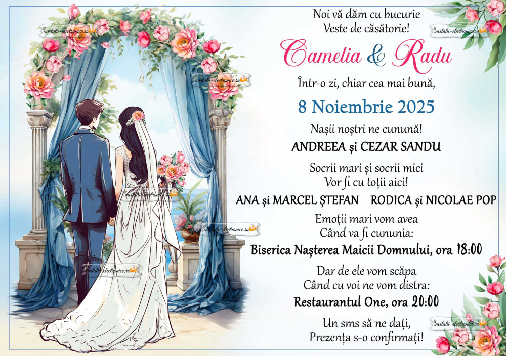 Invitatie la nunta cu miri