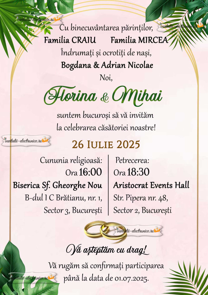 Invitatie la cununie sau nunta