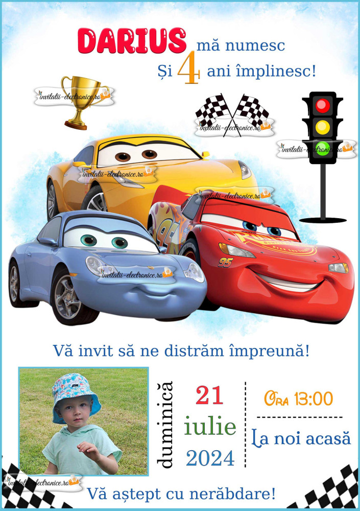 Invitatie electronica cu masinile din Cars