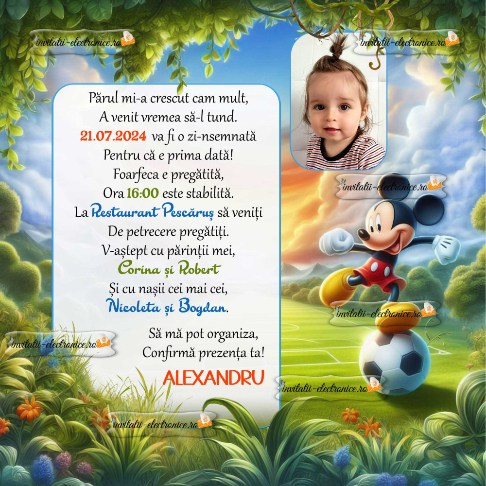 Invitatie cu Mickey Mouse