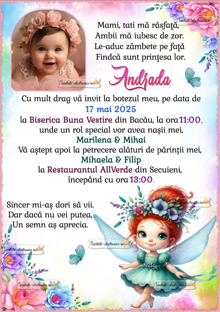 Invitatie botez zana