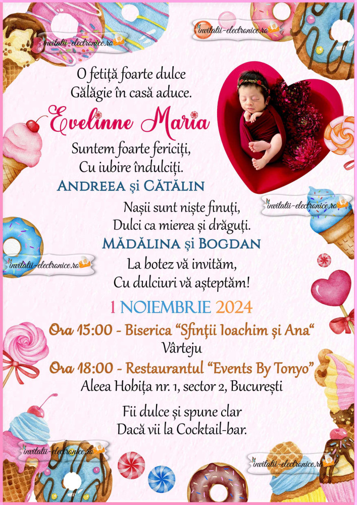 Invitatie la botez - pentru o fetita dulce