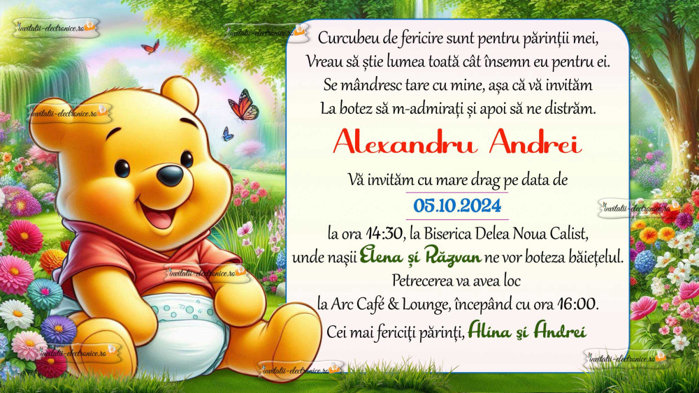 Invitatie la botez cu Winnie