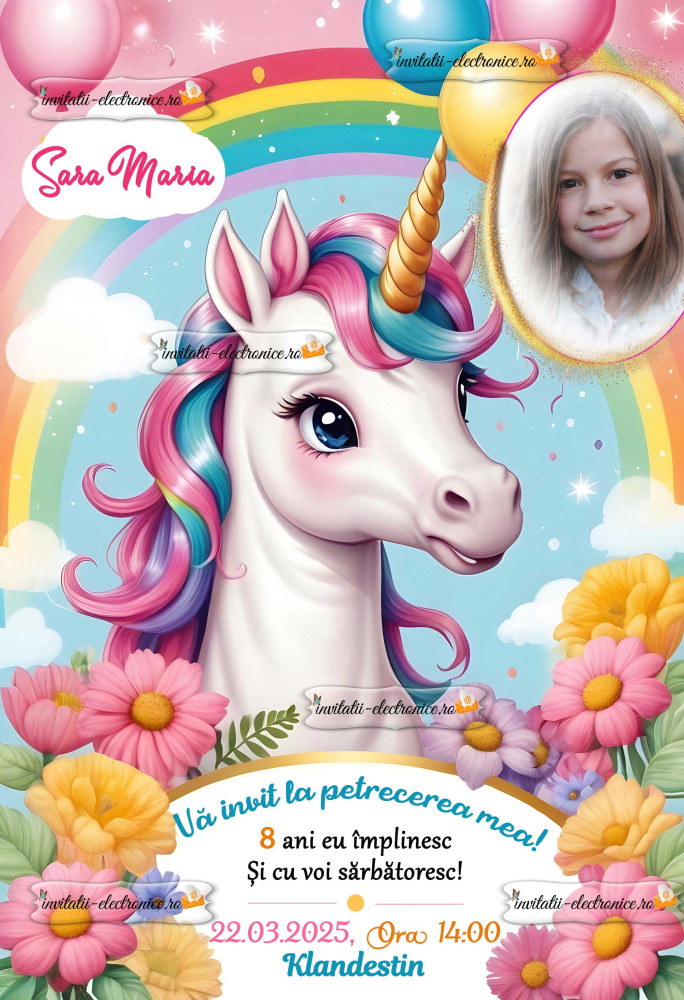 Invitatie la petrecere cu unicorn