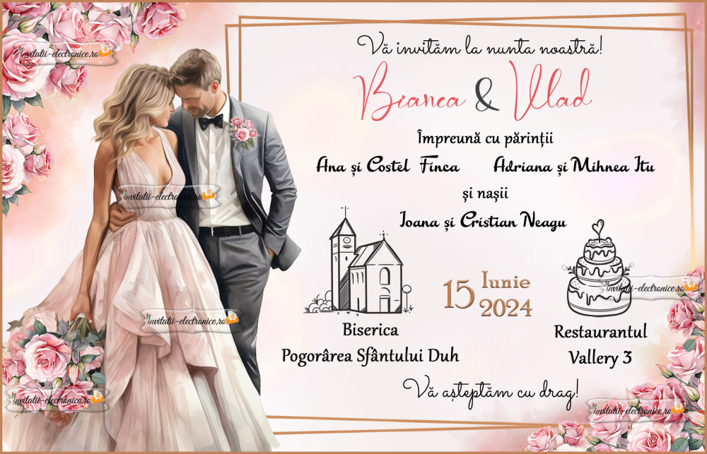 Invitatie la nunta cu miri