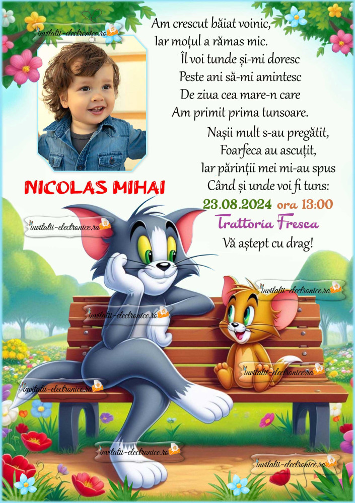 Invitatie digitala cu Tom si Jerry