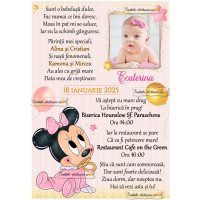 Invitatie la botez cu Minnie Mouse bebe