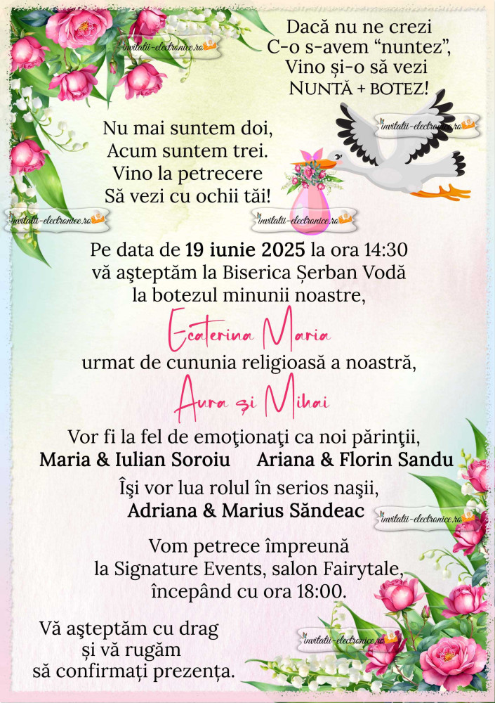 Invitatie la nunta si botez 2 in 1