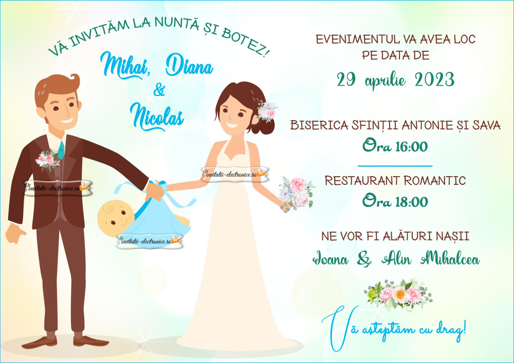 Invitatie la nunta si botez baietel