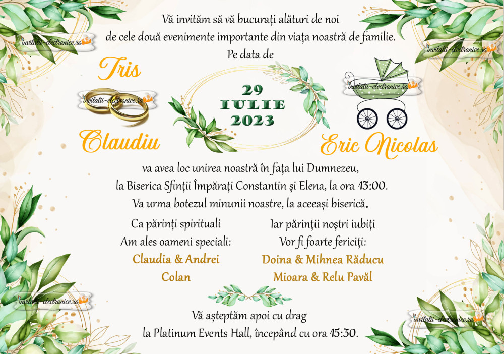 Invitatie la nunta si botez 2 in 1