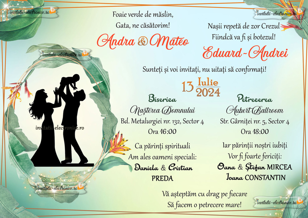 Invitatie la nunta + botez 2 in 1