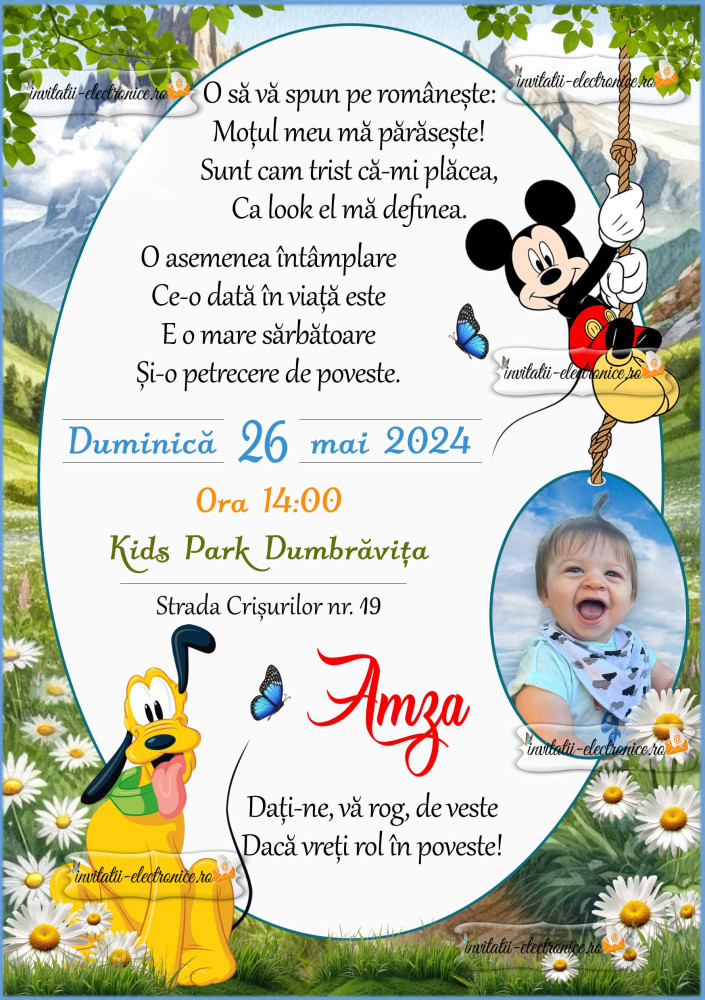 Invitatie la aniversare cu Mickey Mouse