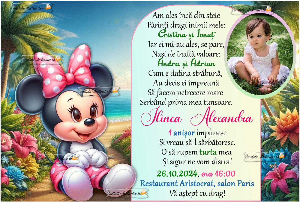 Invitatie electronica cu Minnie Mouse